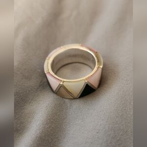 Vintage | 925 Sterling Silver Ring | Onyx | Mother of Pearl | Pink Mussell Shell